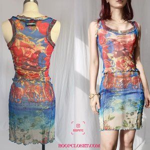 Jean Paul Gaultier Maille Mesh Blue Slip Dress